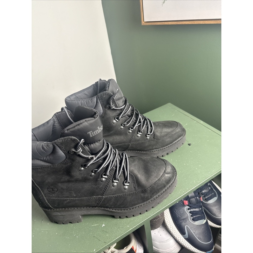 Timberland Women's Black Nubuck Leather Waterproof‎ Hiker Boot SZ 9 A2EZ8